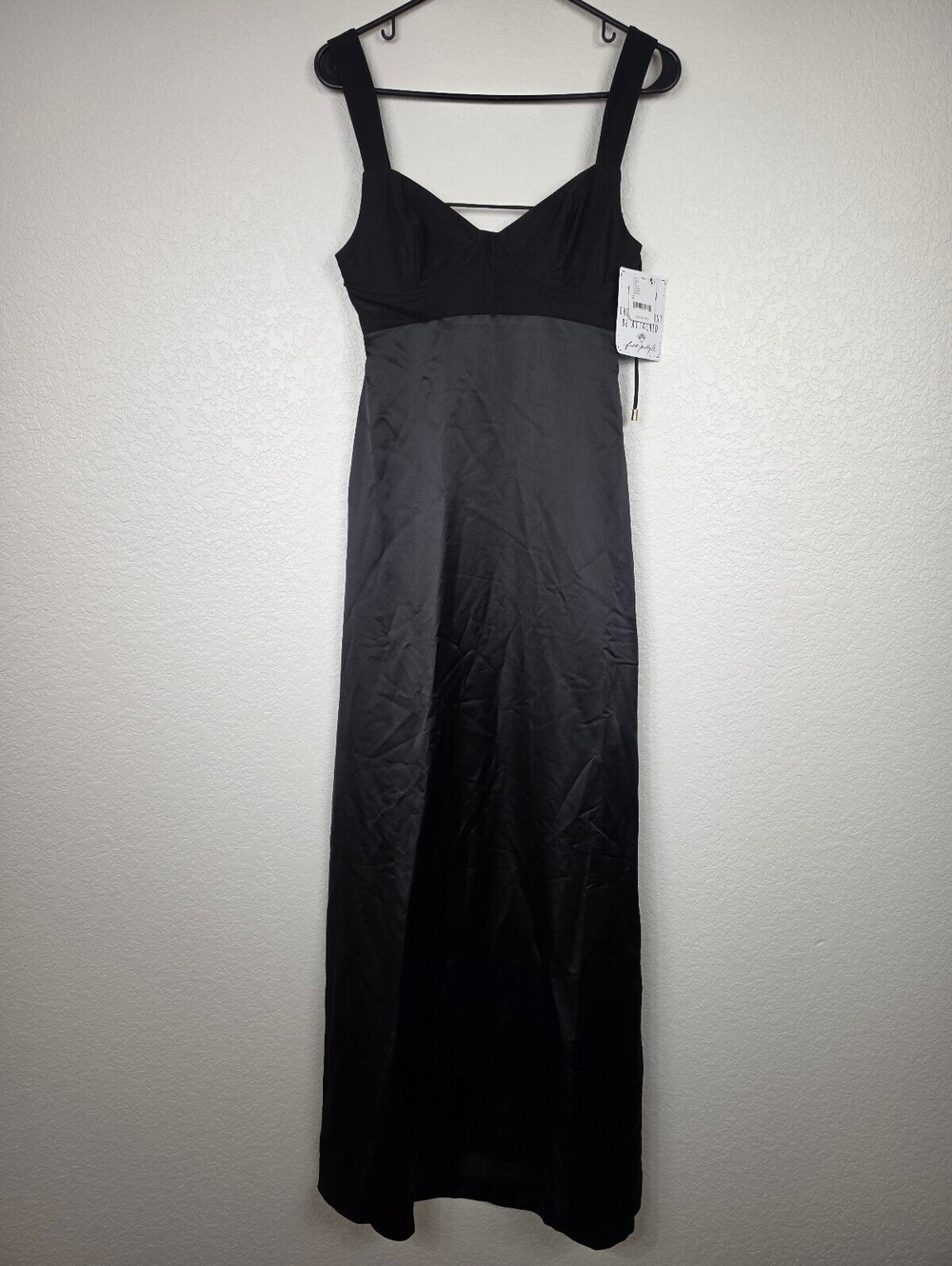 NWT $250 Free People Black Satin Maxi Size 0 Dress